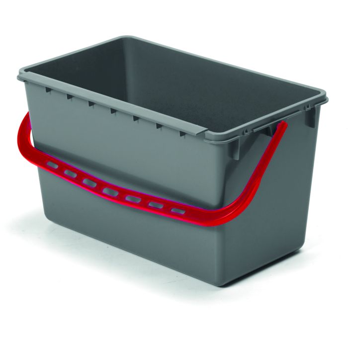GRAUER 22-LITER-EIMER MIT ROTEM GRIFF