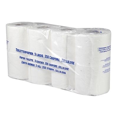 PAPIER WC BLANC 3 COUCHES 250 COUPONS EMBALLAGE DE 56 RLX